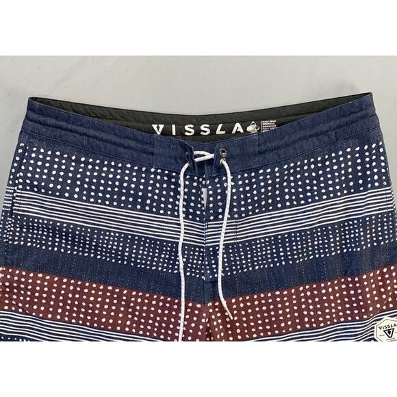 Vissla Upcycle Coconut Poly Stretch Quick Dry Board Shorts. Stripe/Dot, Men's 36 - Picture 2 of 5